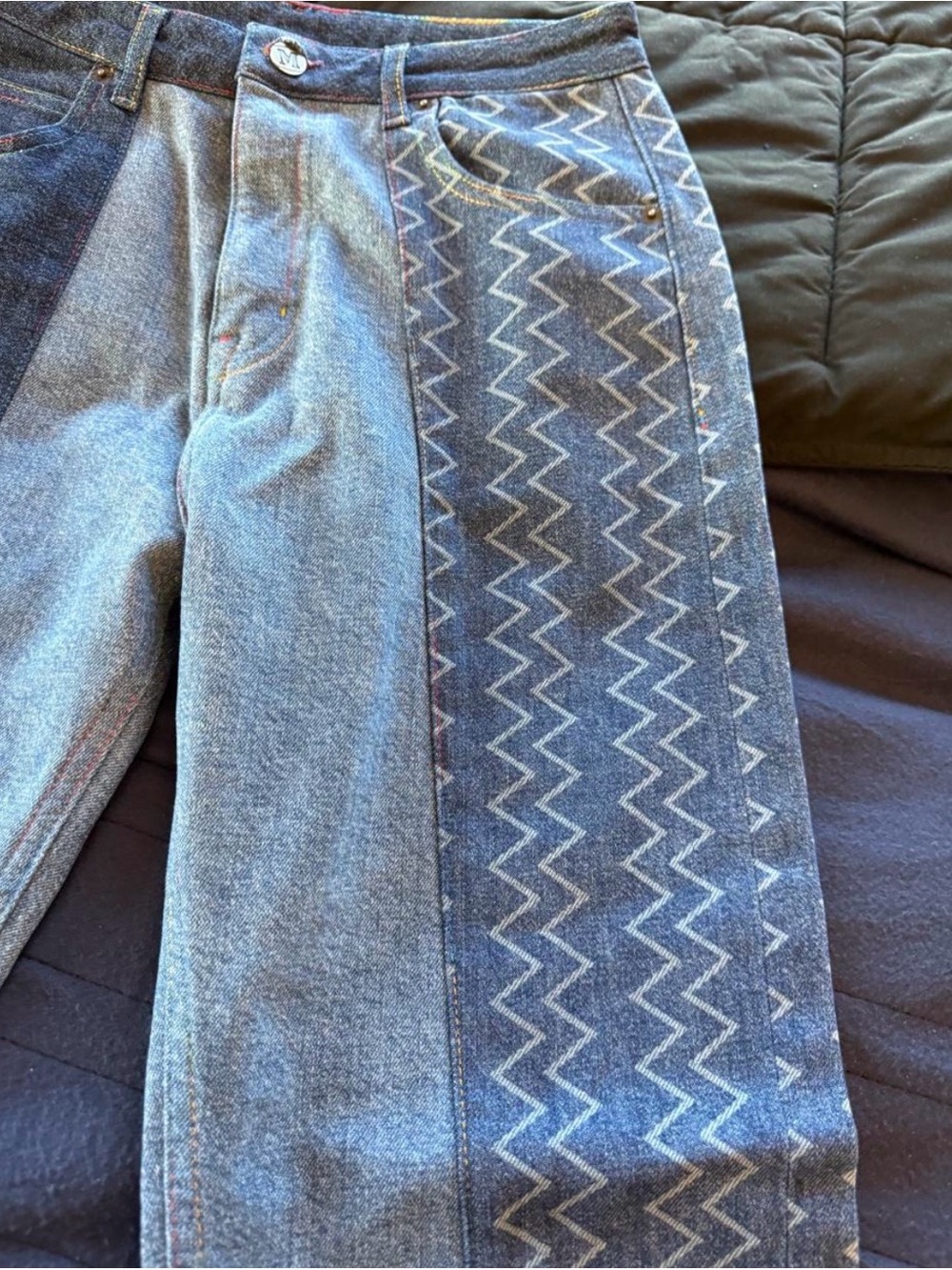 Missoni WILD Blue Multimedia Patterned Panel Jeans